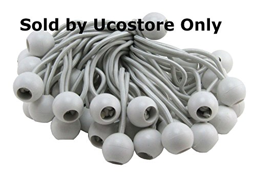 Shop-Tek 100pcs 9" Bungee Ball Tarp Tie Down Cord - White Color - Sold by Ucostore Only
