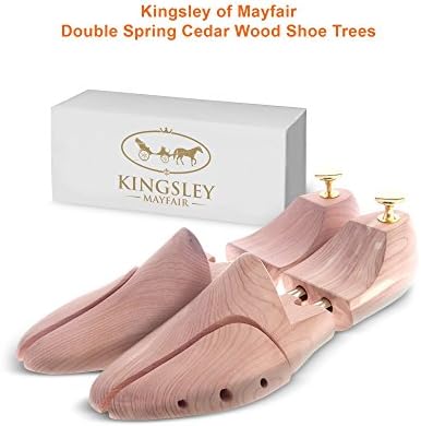 Kingsley of Mayfair's Adjustable Double Spring American Cedar Wood Shoe Tree to Maintain Shoe Shape, Control Odor, Absorb Moisture and Maintain your Luxury Leather Shoes in Perfect Condition (Size 38-39)