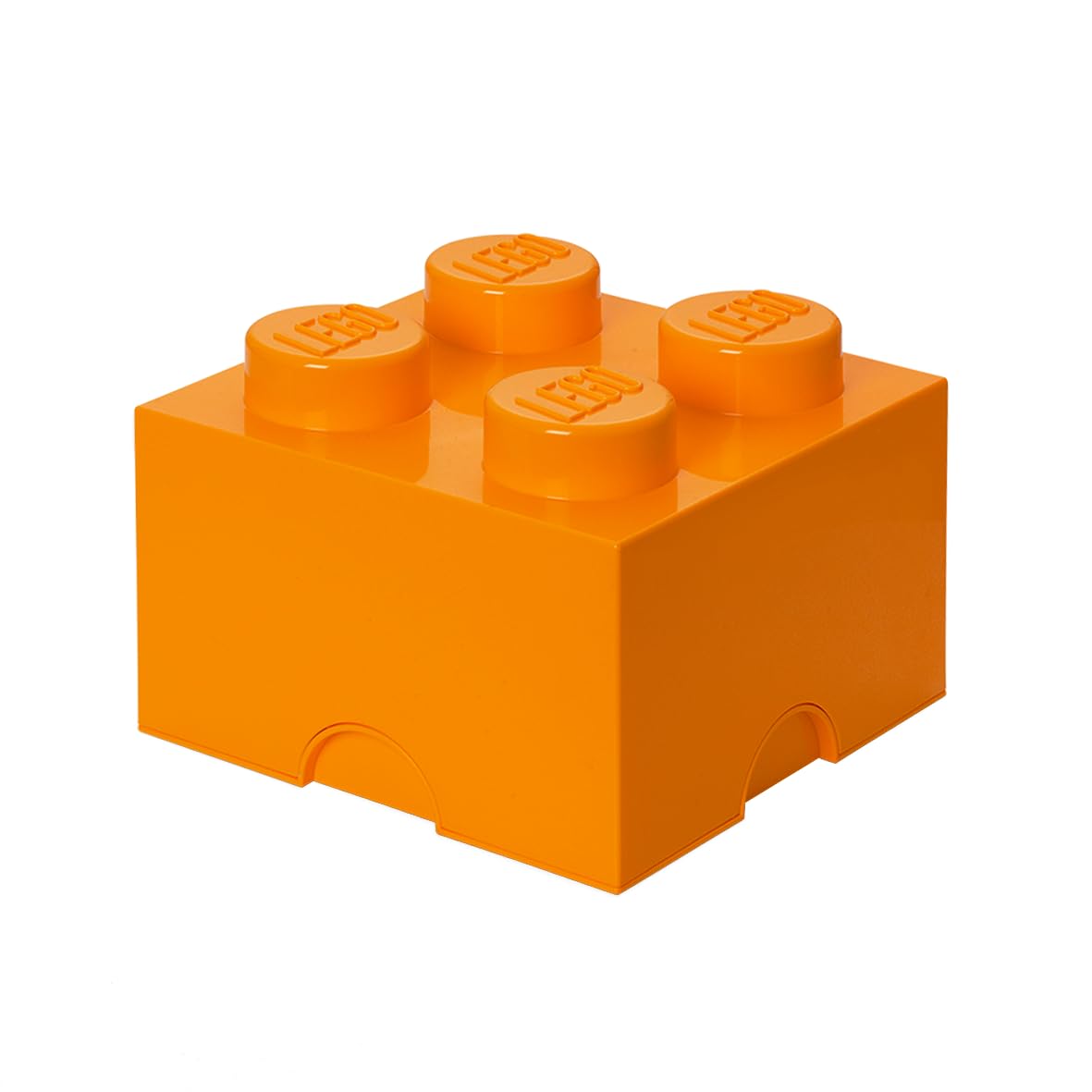 LEGO Storage Brick 4 Knobs Orange - Stackable Plastic Storage Box with Lid for Kids and Adults Ideal Desk Organizer and Toy Box - 5.6L Capacity