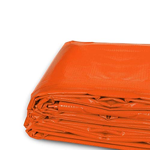 8-Foot by 10-Foot Multi-Purpose 100% Waterproof Orange Heavy Duty PVC Vinyl Tarp Cover 12 Mil Thickness for Inflatables, Tents, and Weather Protection - Thumbnail 2