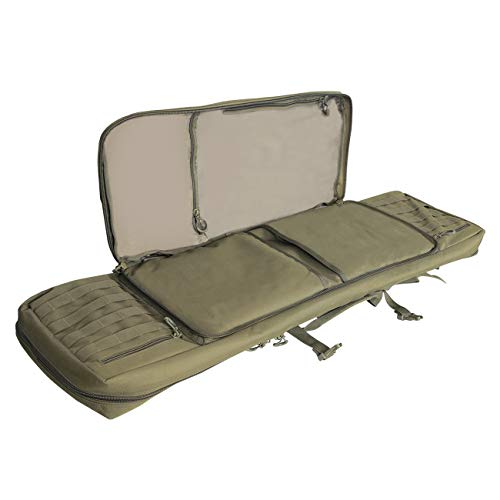 HUNTSEN Tactical Double Long Rifle Pistol Gun Bag Firearm Transportation Case Double Rifle Bag Outdoor Tactical Carbine Cases Water Dust Resistant Long Gun Case Bag (Army Green, 36")