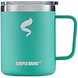 SIMPLE DRINK 12 oz Coffee Mug | Vacuum Insulated Stainless Steel Tumbler Cup with Lid and Handle - Men &amp; Women Gift - Perfect for Home, Office and Camping