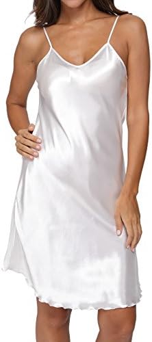 Giova Women's Satin Long Lingerie Chemise Strap Dress Sleepwear Sexy Nightgown