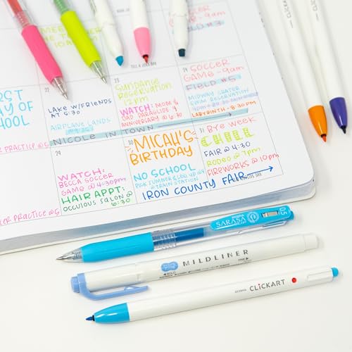 Zebra Pen CLiCKART Retractable Marker Pen, Assorted Ink Colors, 0.6mm Fine Point, Moisture Absorbing to Prevent Drying Out, School Supplies and Teacher Supplies, 6-Pack (69006)