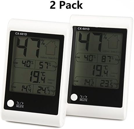 Yingte Indoor&Outdoor Temperature Hygrometer, Max / Min Records,Temperature Humidity Monitor Fahrenheit Or Celsius 2 Pack