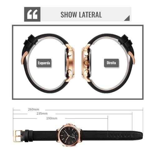 Relógio Masculino Preto - Pulseira de Couro Preto Importado, Quartz Minimalista Redondo, Prova d´água Luxo Casual Básico Eletrônico