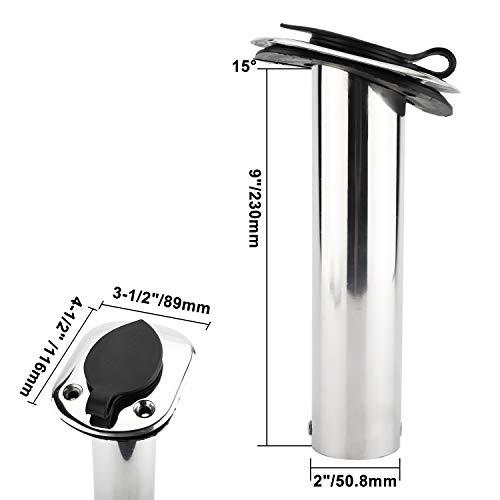 DasMarine 4 Stück Edelstahl Rutenhalter 15/90 Grad Rutenhalter mit Gummikappe, Dichtung, Schlaucheinlage – Bild 3