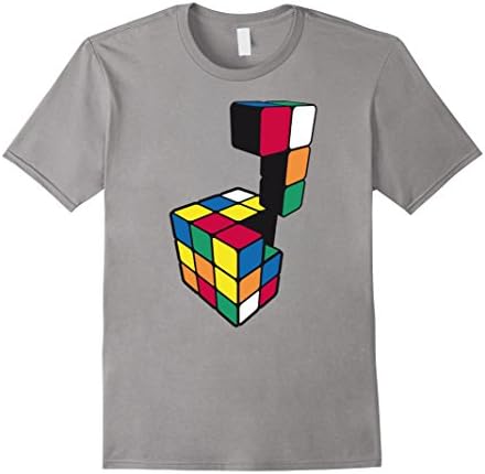 Mens 80s Rad Puzzle Cube - Nerdy Eighties Gaming Shirt Funny Medium Slate
