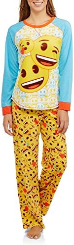 Ladies' emoji Microfleece PJ Set (2X 18W-20W, multi)