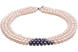 Strand 9-10mm 19-22 inches Black White Color Freshwater Pearl Necklace for Women