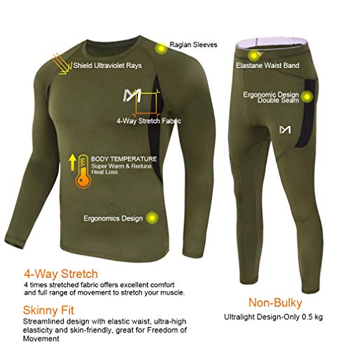 Men’s Thermal Underwear Set, Sport Long Johns Base Layer for Male