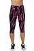Women's Active Workout Capri Leggings Shorts Stretchy Tights(Rose Black,L)