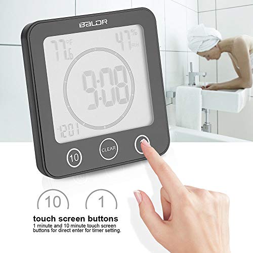BALDR Digital Shower Clock with Timer Waterproof Shower Timer for