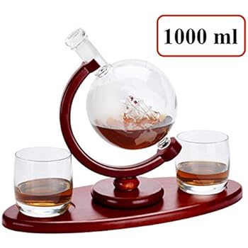 Globe Liquor Decanter Set With 2 Etched Whisky #wine #breather #carafe #by #norm Globe Liquor Decanter Set With 2 Etched Whisky