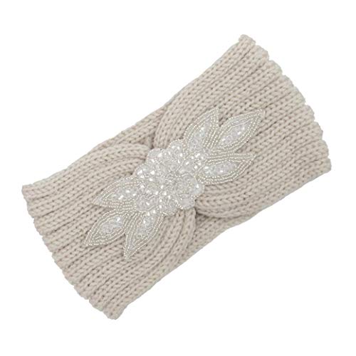 Women Knitted Headband Ear Warmer Stretchy Headwrap Head Wrap Hair Band Turban for Cold Whether by BCDshop (Beige 3)