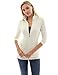 PattyBoutik Women's Collar Pockets Casual Zip Jacket (Heather Off-White S)