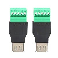 Wal front 2Pcs Insulated USB Terminal Converter, Type A Female to Screw Terminal Plug Adapter Connector