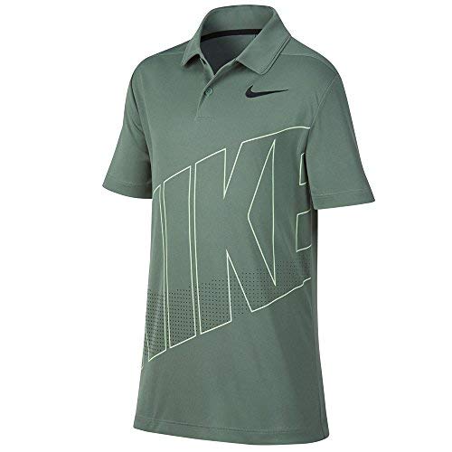 Nike Dri Fit Essential GRFX 2 Golf Polo 2018 Boys Clay Green/Black Youth Medium