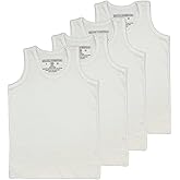 BROOKLYN VERTICAL Boys 4 Pack Undershirt Tank Top - Tagless Cotton Super Soft Runs Small