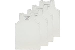 BROOKLYN VERTICAL Boys 4 Pack Undershirt Tank Top - Tagless Cotton Super Soft Runs Small