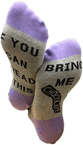 Must Rose Unisex Cotton Socks IF YOU CAN READ THIS BRING ME chocolate Socks (One Size, purple)