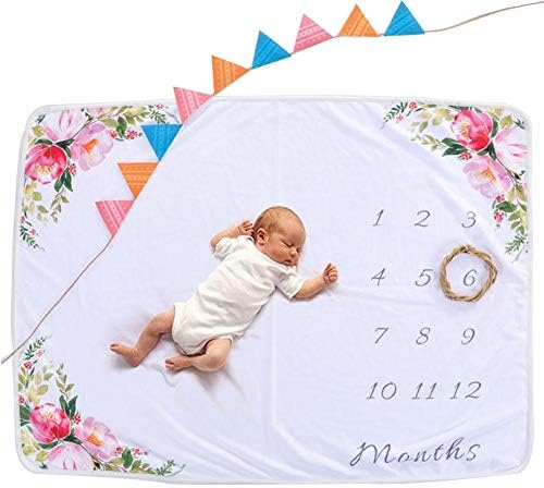 Baby Monthly Milestone Anniversary Blanket,Newborn Baby Photography Props Monthly Growth Chart Backdrop Photography Props Photo Growth Commemorative Blanket