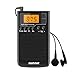 Portable Pocket AM FM Radio - Small Radio with Alarm Clock and Sleep Timer, Digital Tuning Stereo Mini Radio with 3.5mm Headphone Jack for Walking Jogging Gym Camping