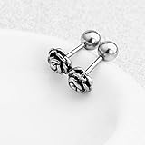 AENMIL Titanium Steel Rose Flower Ear Stud, Anti-allergic Cartilage Tragus Earring for Beauty Accessories - Silver
