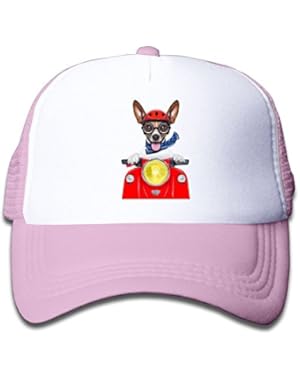 Biker Weimaraner Dog Cartoon Baby AdjustableTrucker Visor Cap Infant Trucker Hat