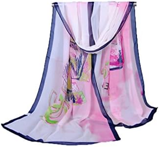 Women's voile shawls female digital print silk scarves (Blue)