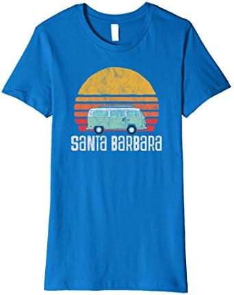 Womens Retro Santa Barbara Hippie Van Beach Bum Surfer T-Shirt Large Royal Blue
