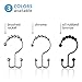 Zenna Home Shower Curtain Hooks, Chrome, Set of 12 – Premium Shower Curtain and Liner Rings with Double Roller Glide and Double-Sided Design – Rust Resistant