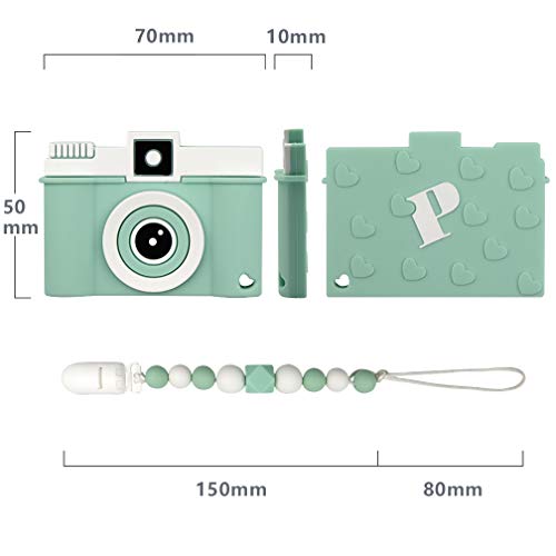 tuxepoc Baby teethting Toys Camera Teether Pain Relief Toy with Silicone Pacifier Clip Soft chew Toys for Kids Safe Gifts for Teething Babies