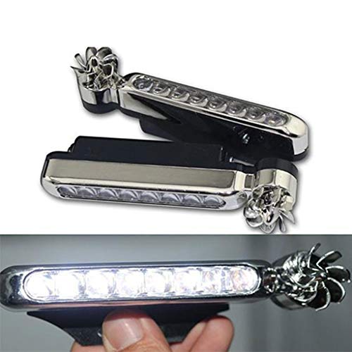 Hongxin Extremely Bright Wind Powered 8 LED Car DRL Daytime Running Light Fog Warning Auto Head Lamp, LED Bulbs for Car Dome White Pack of 2 (C) - Thumbnail 2
