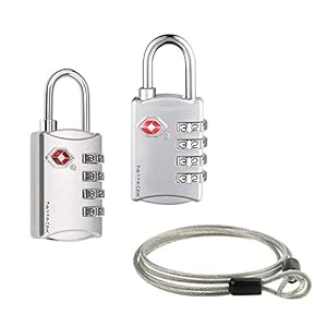 ２個セットTSAロック 南京錠4桁ダイヤルロック＋ワイヤー 4桁式TSAロック南京錠とワイヤーパーツのセット
