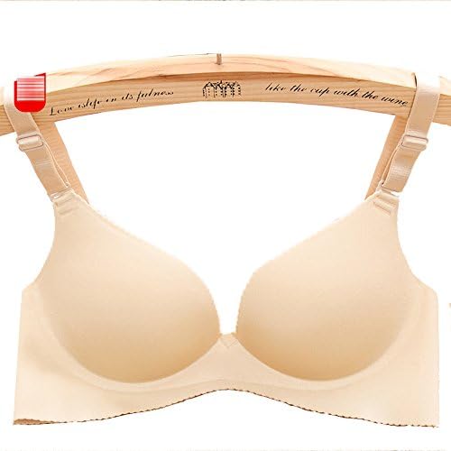 KENTSHILL Women's Deep V Plunge Push up Seamless Wire-free Bra, Nude