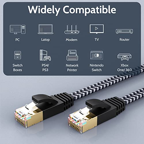 CAT-7 Ethernet Cable 3 Feet 3 Pack- High Speed Flat Internet Network Computer Pa
