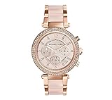 Michael Kors Mid-Size Rose Goldtone and Stainless Steel Parker Three-Hand Glitz Watch