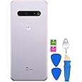 V60 ThinQ Back Glass Replacement with Pre Installed Tape Housing Door Parts for LG V60 ThinQ All Models +Tools (White)