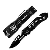 Morpilot Tactical Knife Tactical Flashlight Set Rescue Folding Pocket Knife LED 