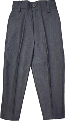 Boys Flat Front Elastic Waist Dress Pants (Regular & Husky Fits) - Medium Gray, 3