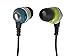 Monoprice Enhanced Bass Noise Isolating Earbuds Headphones - Green with Built-in Microphone and Play/Pause Control,Blue/Green