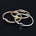 Komene Triple 3 Titanium Steel Cable Wire Cuff Twisted Bangle Bracelet Set for Women Teen Girls, Silver/Golden/Rose Golden