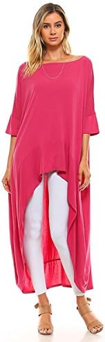 Women's Knit Ruffle Hi Low Tunic Top