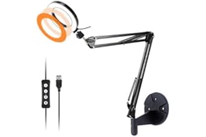 Wall Mount Light, 6'' USB Ring Light with Wall Swivel Mount for YouTube Task Craft Architect Drafting Repair Makeup- Acetaken