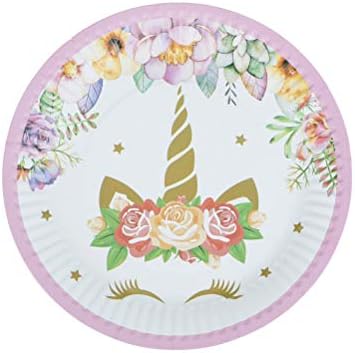 MONLAIEYLIU 10 Pcs Paper Unicorn Party Plates Kids Birthday Party Decor