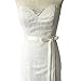 E-Clover Crystal Silver Leaf Satin Bridal Sash Wedding Belt for Bride, Bridesmaid (Off White)