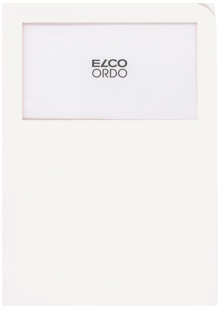 ELCO Ordo Classico Organiser Folders with Window Tab — Reinforced Card Document Wallet for Filing and Archiving A4 Paperwork, 220 x 310 mm, 120 g/m², White, Pack of 100
