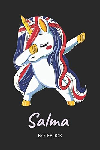 Salma - Notebook: Blank Lined Personalized & Customized Name Great Britain Union Jack Flag Hair Dabbing Unicorn Notebook / Journal for Girls & Women. ... Birthday, Christmas & Name Day Gift for Her.