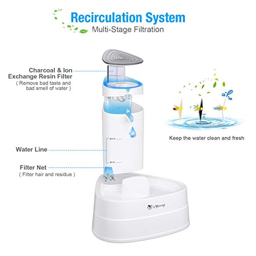 isYoung Cat Water Fountain, 101oz/3L LED Automatic Pet Water Fountain, Ultra Quiet Pet Water Dispenser with Adjustable Water Flow and Activated Carbon Filter for Dogs, Cats, and Small Animals